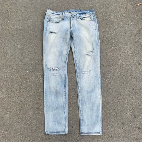 AEO light wash distressed skinny jeans STRETCH 6 REGULAR - Picture 1 of 5